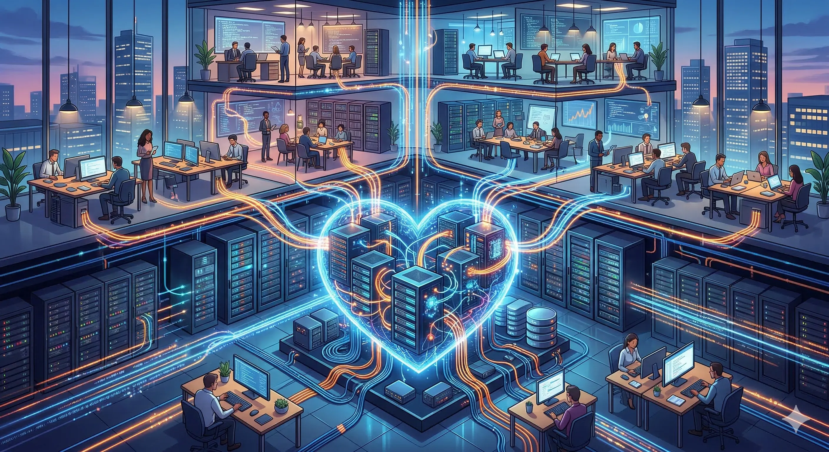 O Alicerce Invisível: Servidores, Nuvem e a Estabilidade de TI